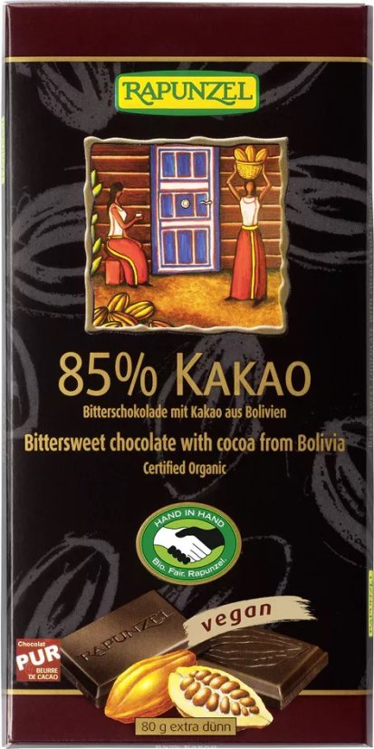 Bio hořká čokoláda 85% RAPUNZEL 80 g Bio hořká čokoláda 85% RAPUNZEL 80 g