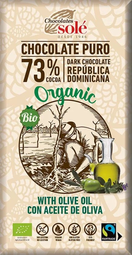 Bio hořká čokoláda s olivovým olejem SOLÉ 100 g