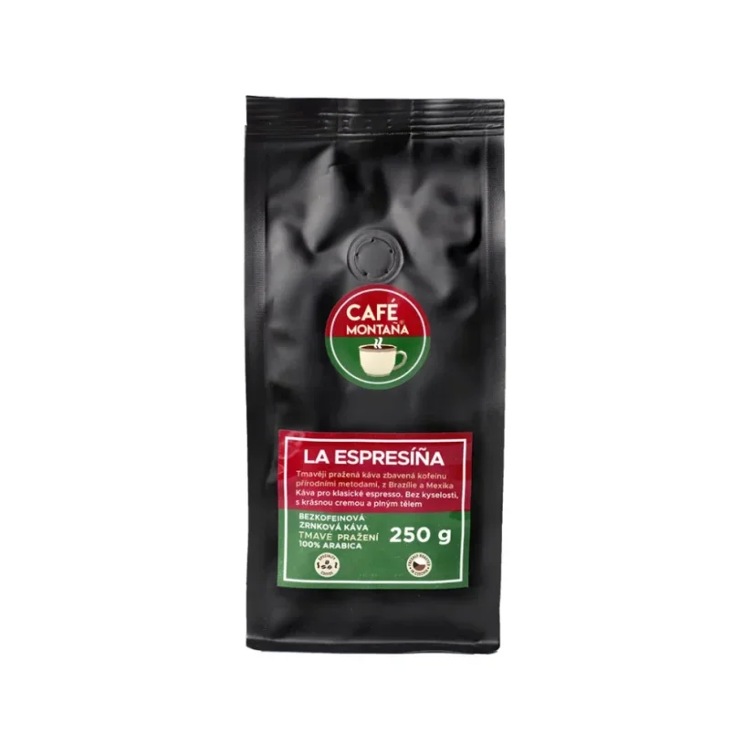 La Espresíña bezkofeinová zrnková káva Café Montaña 250 g La Espresíña bezkofeinová zrnková káva Café Montaña 250 g