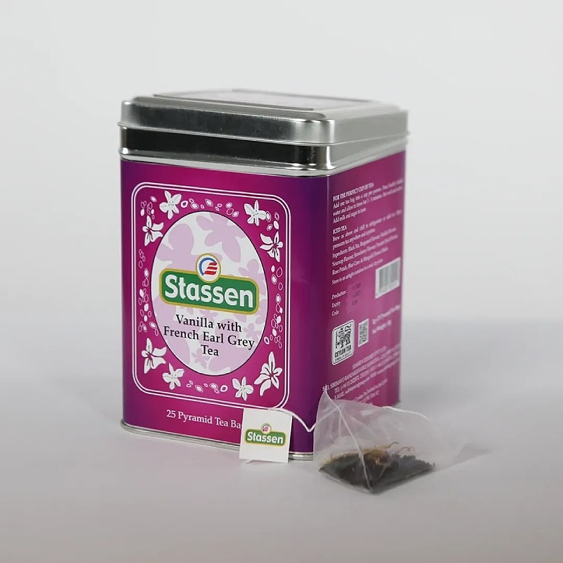 Černý čaj - Stassen Vanilla with French Earl Grey Tea plech 50 g ( 25 x 2 g )