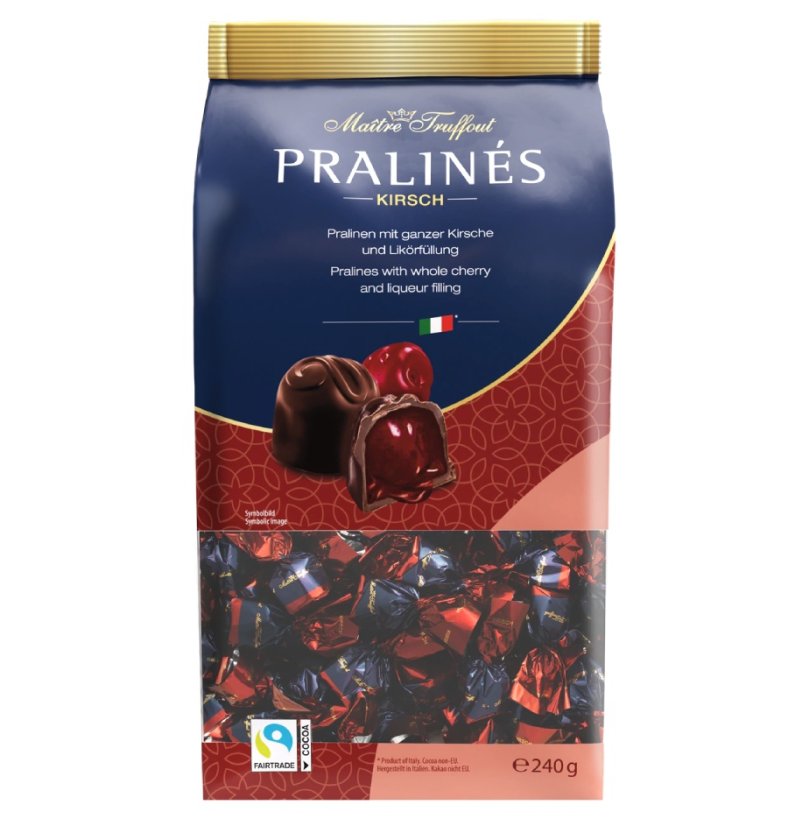 Pralinky v hořké čokoládě s třešní s likérem 240 g