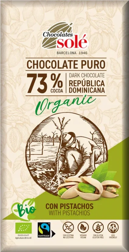 BIO Čokoláda hořká 73% s pistáciemi 135 g BIO Čokoláda hořká 73% s pistáciemi 135 g