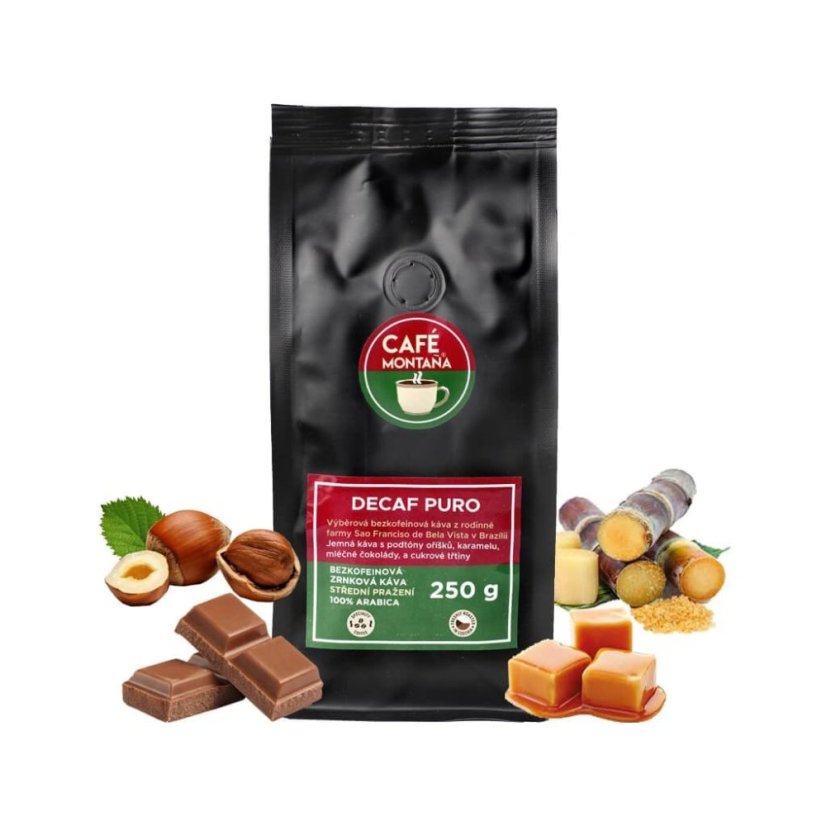 Decaf Puro bezkofeinová zrnková káva Café Montaña 250 g Decaf Puro bezkofeinová zrnková káva Café Montaña 250 g