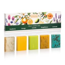 Dárková sada mýdel - Luční, Pomerančové, Limetkové, Měsíčkové, Levandulové 5x 50 g