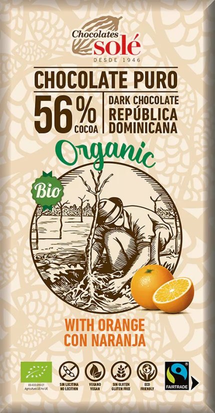 Bio hořká čokoláda pomerančová SOLÉ 100 g