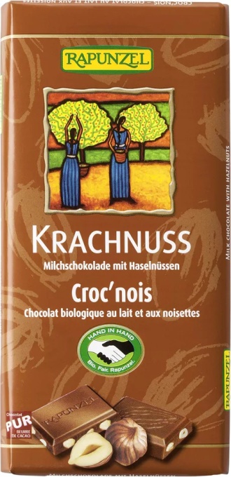 Bio mléčná čokoláda s celými oříšky RAPUNZEL 100 g