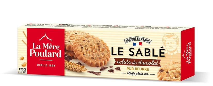 Sušenky máslové s čokoládou - Tradition Chocolate chip butter biscuits La M?re Poulard 125 g Sušenky máslové s čokoládou - Tradition Chocolate chip butter biscuits La M?re Poulard 125 g