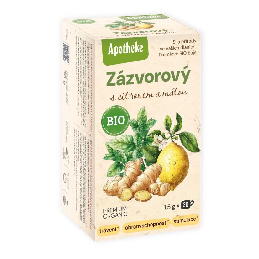 BIO Zázvorový čaj s citronem a mátou 20x1,5g
