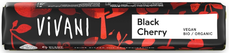 Bio hořká čokoládová tyčinka Black Cherry 35 g Bio hořká čokoládová tyčinka Black Cherry 35 g